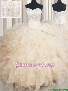 Sleeveless Lace Up Floor Length Beading and Ruffles Quinceanera Dresses