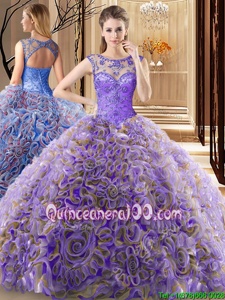 Clearance Scoop Lavender Sleeveless Brush Train Beading Sweet 16 Dress