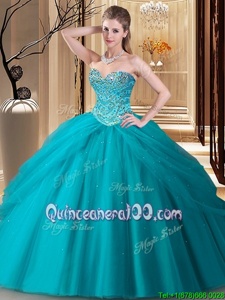 Attractive Sleeveless Lace Up Floor Length Beading Vestidos de Quinceanera