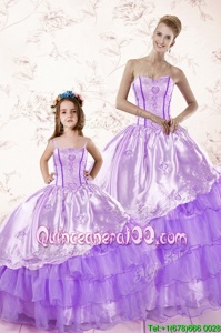 Pretty Ruffled Floor Length Lavender Vestidos de Quinceanera Sweetheart Sleeveless Lace Up