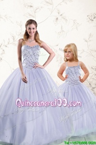 Low Price Purple Sleeveless Beading Floor Length Quinceanera Dress