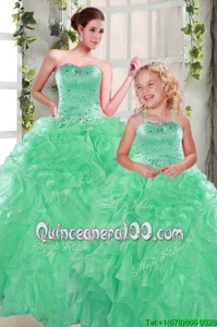 Dazzling Sleeveless Lace Up Floor Length Beading and Ruffles Sweet 16 Dresses