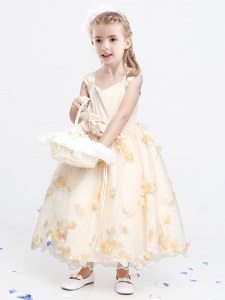 Charming Straps Sleeveless Zipper Flower Girl Dresses Champagne Organza