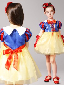 Luxury Short Sleeves Bowknot Zipper Flower Girl Dresses for Less