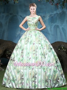 Custom Design Straps Straps Multi-color Sleeveless Appliques and Pattern Floor Length Sweet 16 Dresses