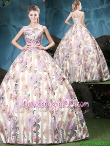 Fantastic Multi-color Tulle Lace Up Straps Sleeveless Floor Length Quinceanera Gowns Appliques and Pattern