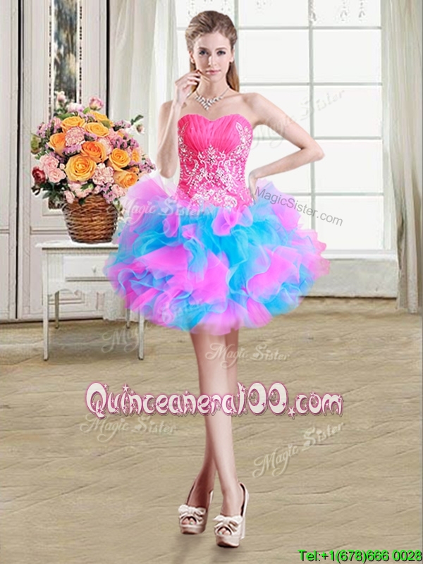 Luxurious Puffy Tulle and Organza Beaded and Ruffled Multi-color ...