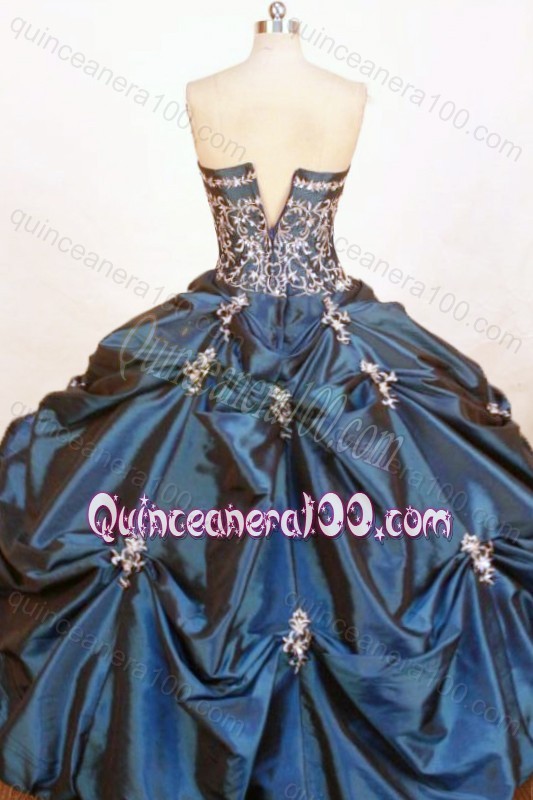 Affordable Navy Blue Ball Gown Strapless Pick-ups And Appliques ...