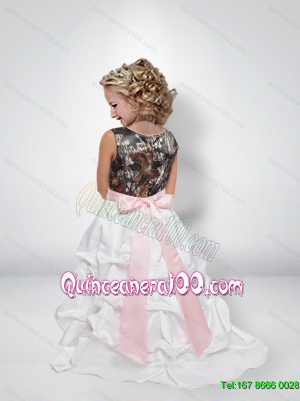 Sweet A Line Scoop Camo Flower Girl Dresses With Bowknot Quinceanera 100 4058