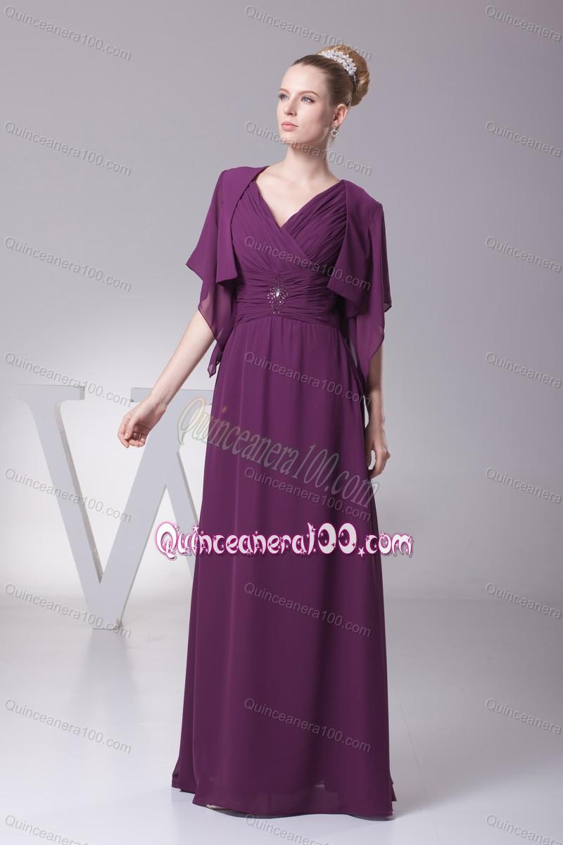 2014 Luxurious Ruching and Beading Mother Of The Dress in Dark Purple ...