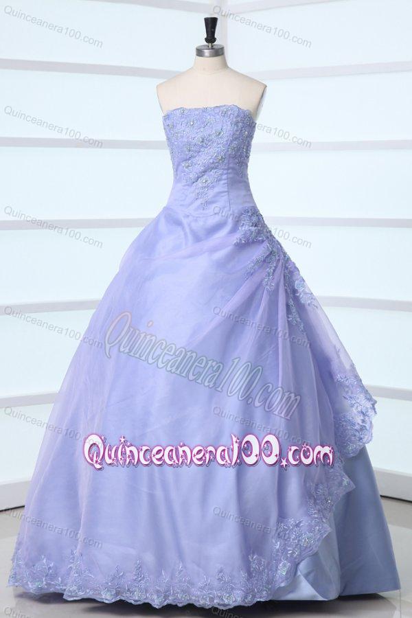 2014 Spring Strapless Appliques Decorate Quinceanera Dress in Lavender ...