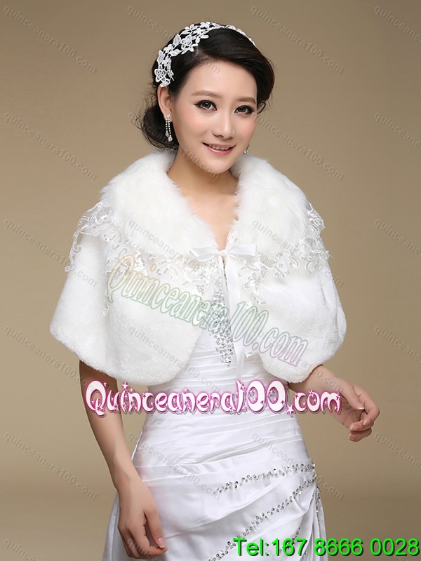 2015 Most Popular Faux Fur White Wraps - Quinceanera 100