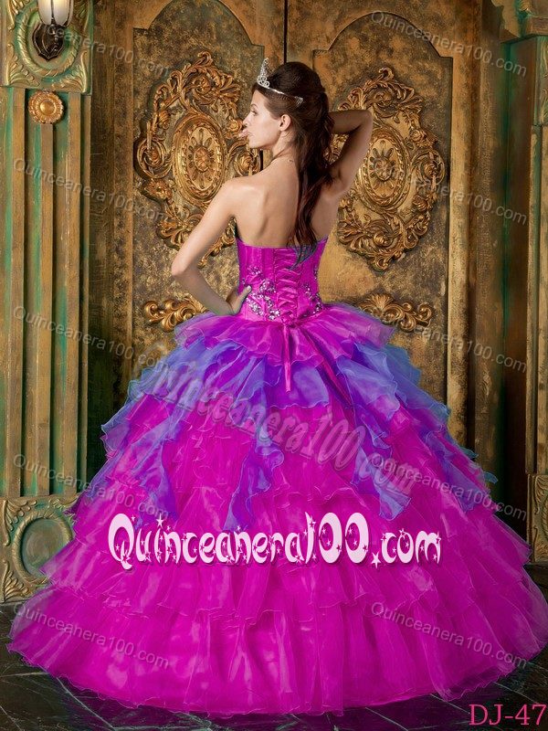 Embroidery Organza Ruffled Sweet 15 Dresses in Fuchsia 2013 ...