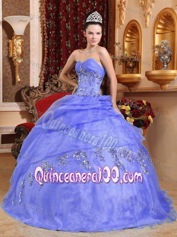 Ruche and Beading Sweetheart Organza Sweet 15 Dresses with Appliques ...