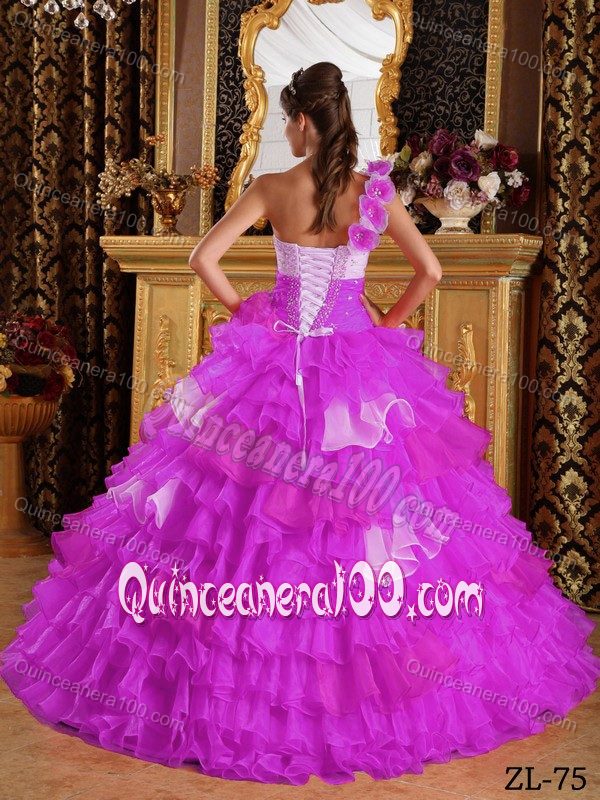 Beautiful one Shoulder Light Purple Ruffled Sweet Sixteen Dresses ...