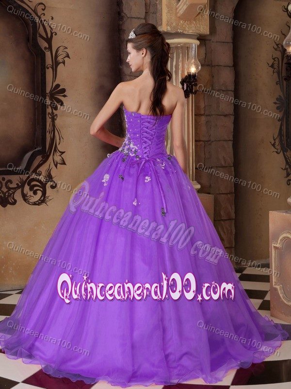 Purple Princess Sweetheart Organza Sweet Sixteen Dresses - Quinceanera 100