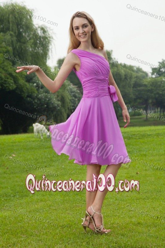 Sassy A-Line / Princess One Shoulder Chiffon Ruched Dama Dress