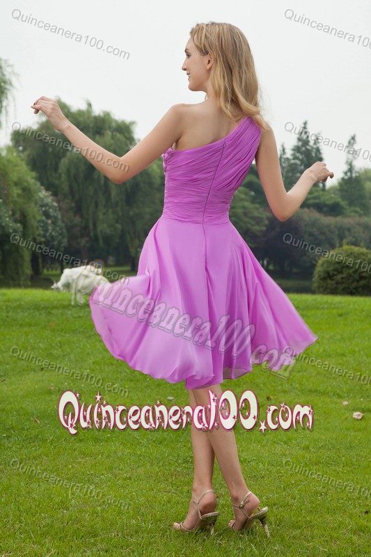 Sassy A-Line / Princess One Shoulder Chiffon Ruched Dama Dress