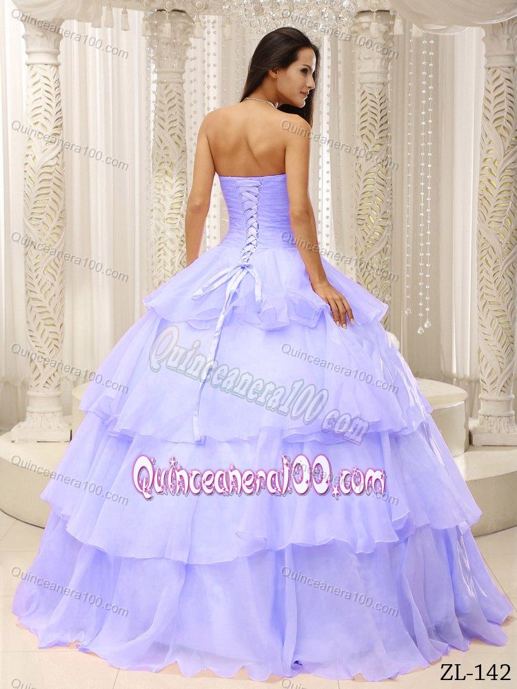 Lilac Multi-layer Organza Quince Dresses with Floral Embellishment ...