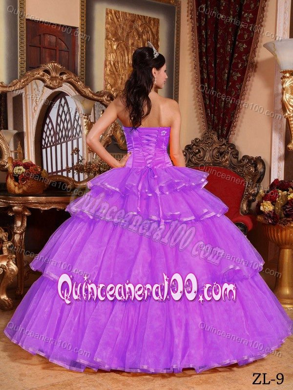 Light Purple Strapless Bow Multi-tiered Dresses for a Quinceanera ...