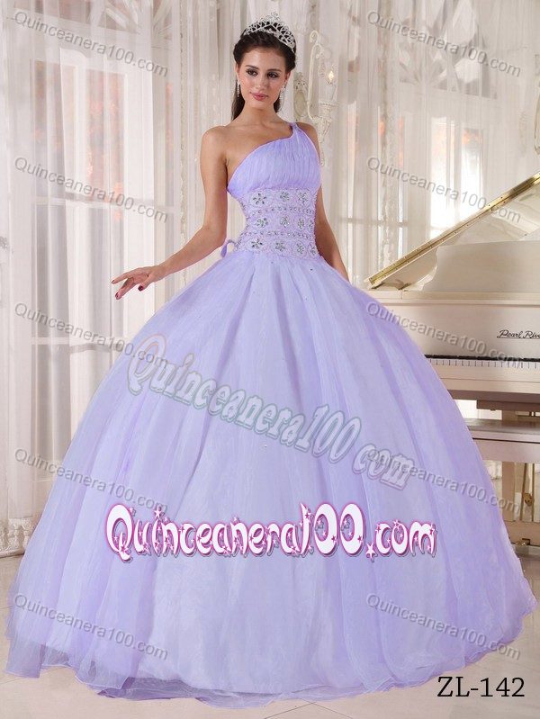 Elegant One Shoulder Beading Dress for Sweet 16 in Organza ...