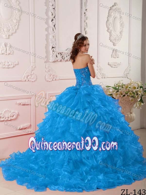 Wholesale Court Train Appliques Dress for a Quinceanera with Ruffles ...