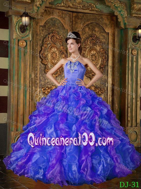 Voguish Organza Purple Ruffled Quinceanera Dress for Beautiful Girls ...