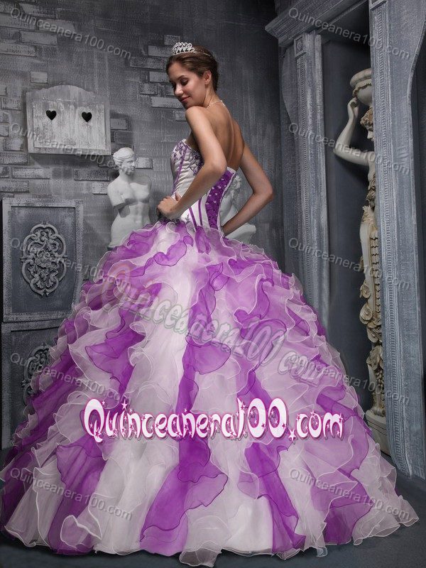 Colorful Organza Ruffled Appliqued Sweet 15 Dresses