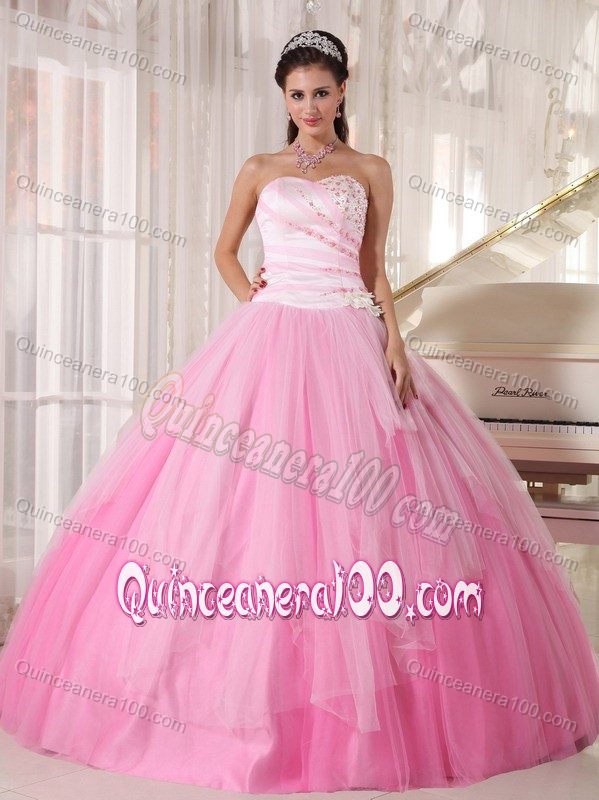 Lovely Pink Tulle Quinceanera Dresses with Beads Decorate - Quinceanera 100