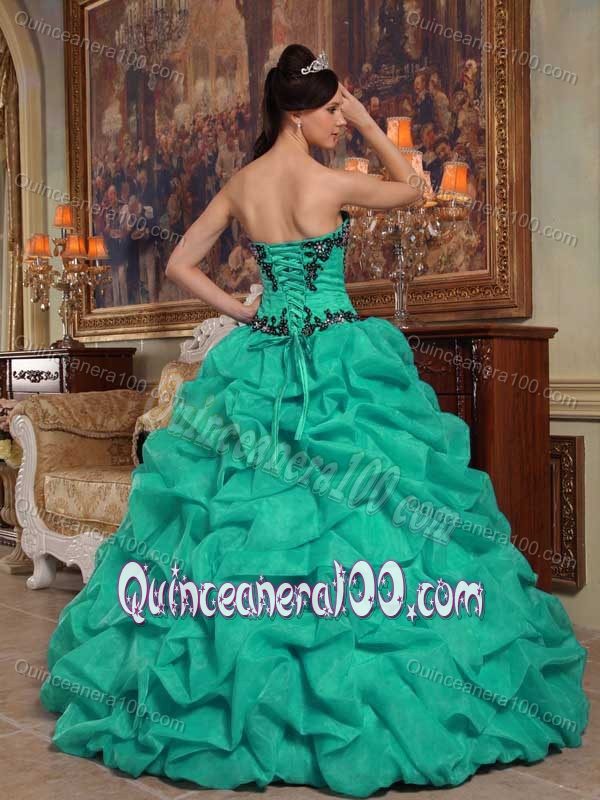 Graceful Appliques Dress for Quince with Pick-ups in Aquamarine ...