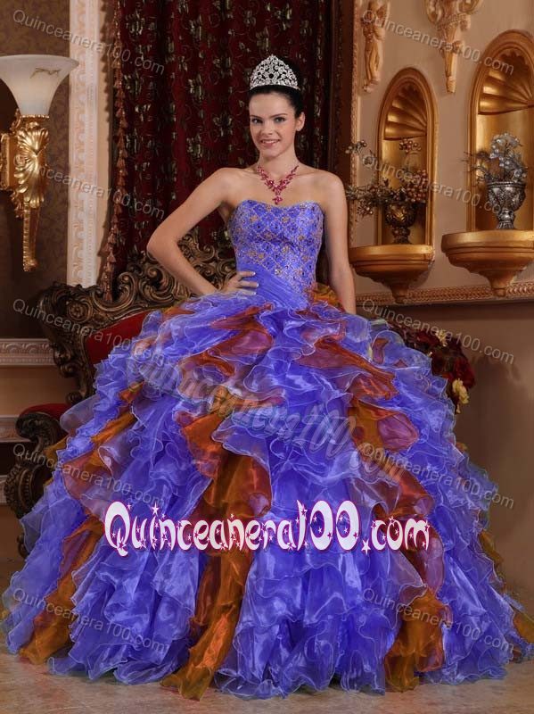 Traditional Sweetheart Ruffled Multi-color Sweet 16 Dress online ...