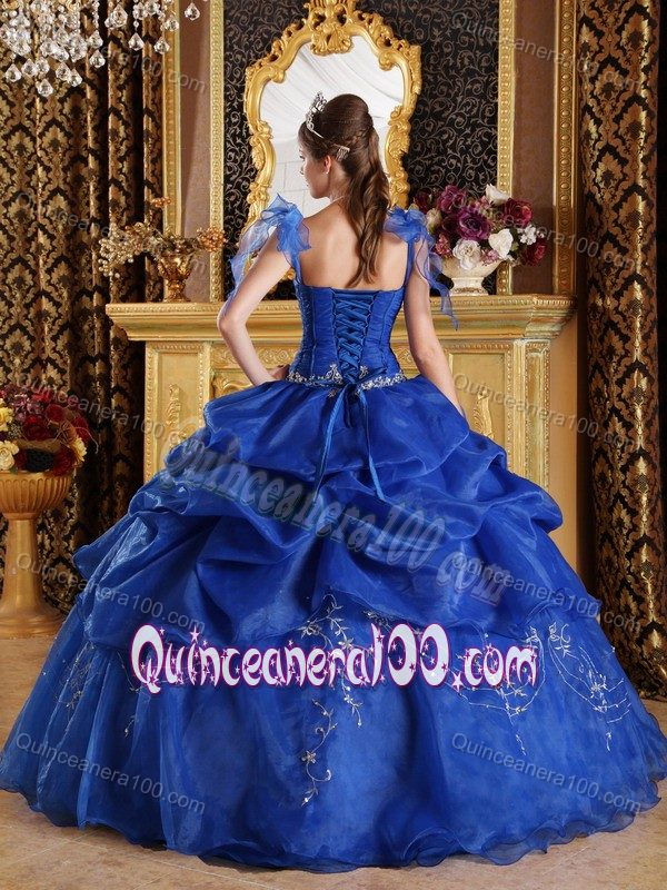 Pick ups and Appliques Accent Royal Blue Dress for 15 of Straps ...