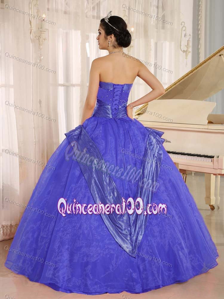Simple Beading Ribbon Accent Sapphire Blue Sweet 16 Dresses ...