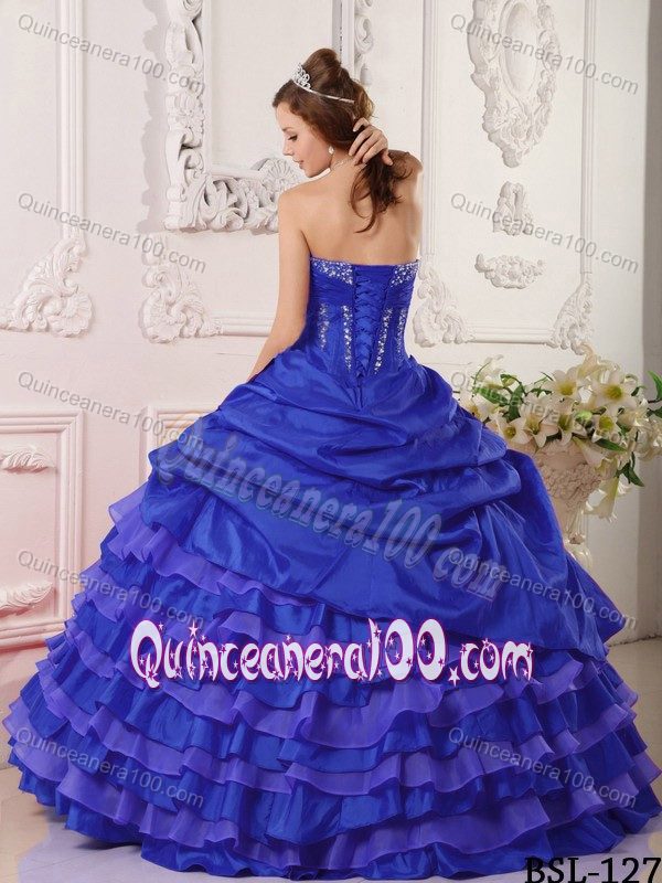 Beaded and Ruffled Royal Blue Sweet Sixteen Quinceanera Dresses ...