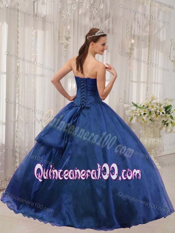 Popular Ball Gown Strapless Beaded Navy Blue Sweet 16 Dress ...
