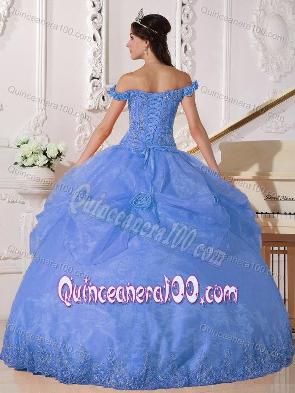 Off The Shoulder Appliqued Sky Blue Sweet 16 Dress Discount ...