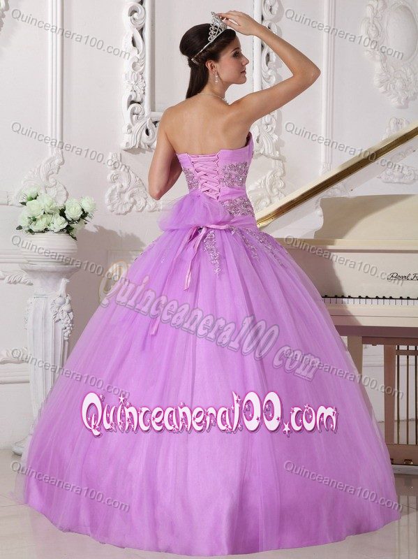 Taffeta and Tulle Violet Quinceanera Dress with Appliques and Beading ...