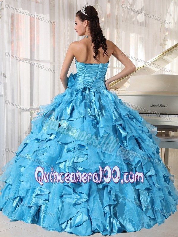 Wholesale Teal Beaded Ruffled Sweet Sixteen Dresses Online ...