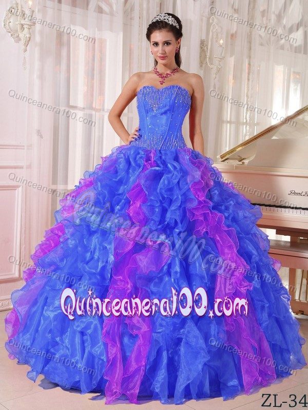 The Best Sequins Ruffled Quinceanera Dress in Blue and Purple ...