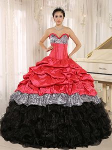 Watermelon and Black Sweetheart Ruffles 2013 Dresses for a Quince