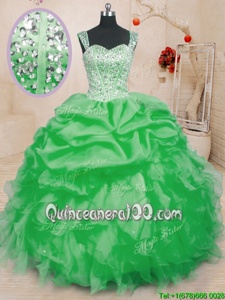 Amazing Sleeveless Beading and Ruffles and Pick Ups Lace Up Quinceanera Dresses