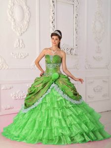 Multi-colored Puffy Sweetheart Ruffled Organza Britney Quinceanera ...